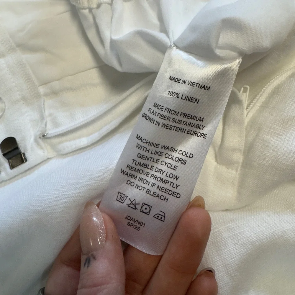 Quince 100% European Linen Pleated Trouser White Wide Leg Pants Womens 6 JDAVN01